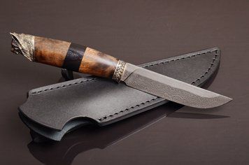 Ніж з дамаської сталі "Рись", мельхіор Н0785 фото