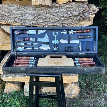 Набір шампурів у вінтажному кейсі Hunter Black-2. Шашличний набір. Подарунок чоловікові Hunter Black-2 фото