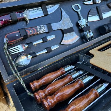 Набір шампурів у вінтажному кейсі Hunter Black-2. Шашличний набір. Подарунок чоловікові Hunter Black-2 фото